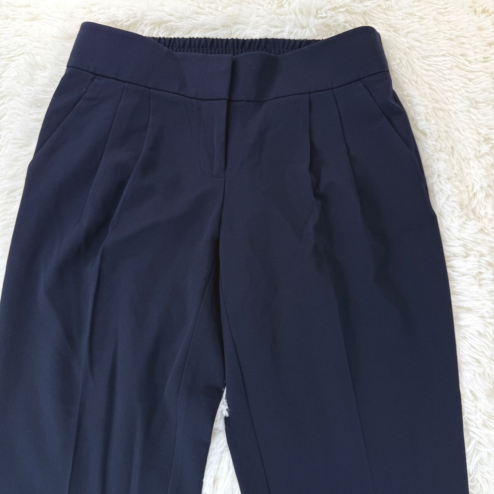 Loft Marisa Ankle Pants Women's Size 2 Navy Blue Pleated Elastic Waist Corpcore